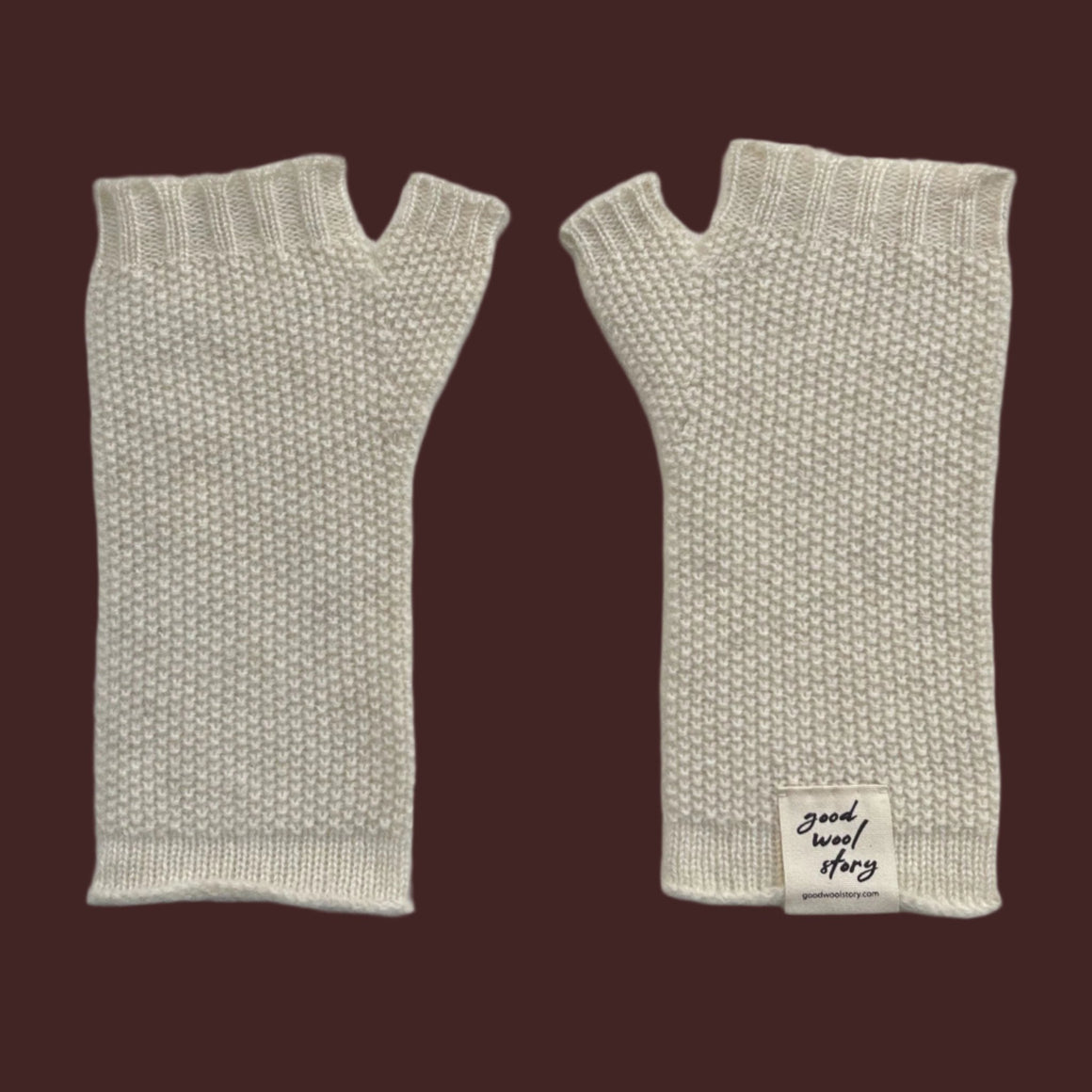 'BRB' sheep wool fingerless mittens