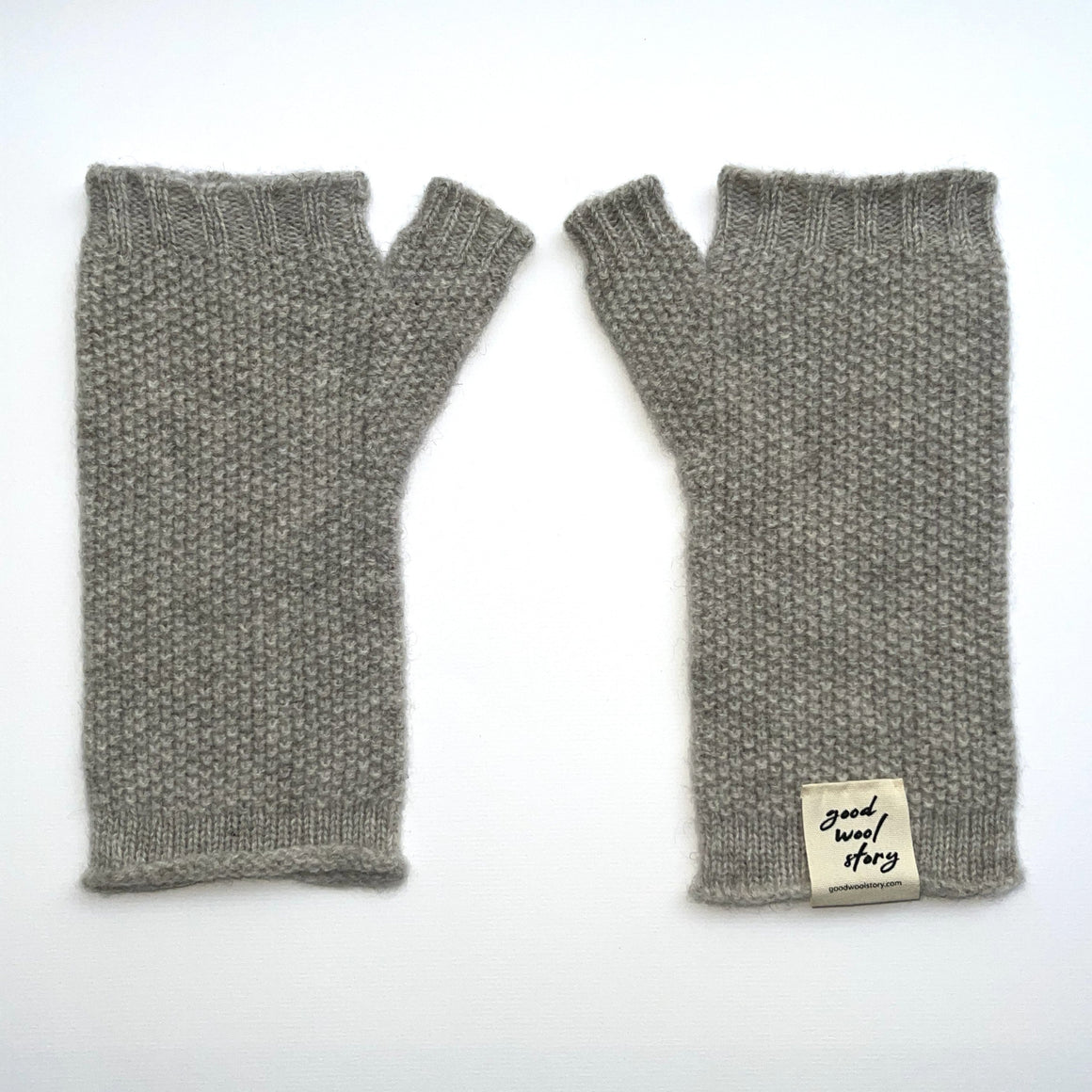 'BRB' sheep wool fingerless mittens