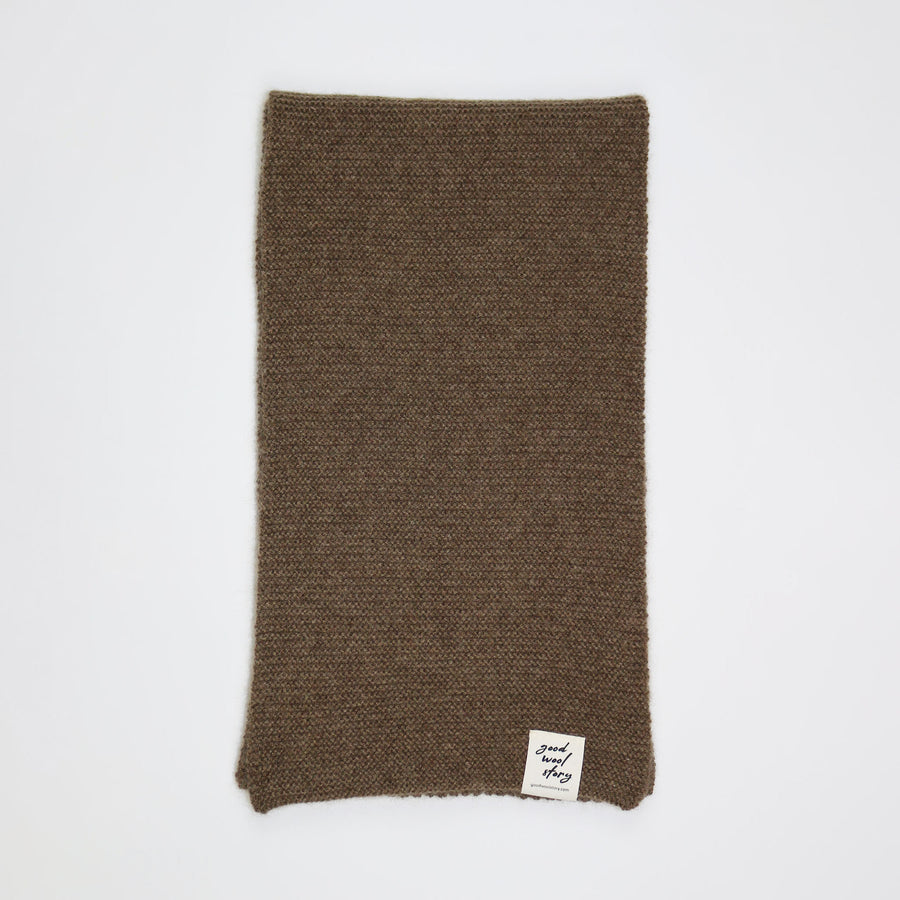 light brown knit beanie on a male model